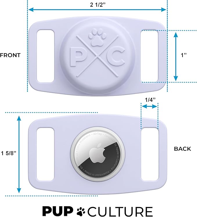 Pup Culture AirTag Dog Collar Holder, Extra-Durable, Lightweight, and Protective AirTag Case for Dog Collar