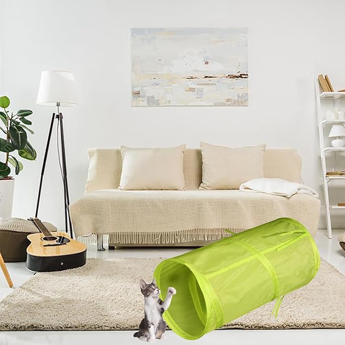Cat Tunnel for Indoor Cats Interactive, Rabbit Tunnel Toys, Pet Toys Play Tunnels for Cats Kittens Rabbits Puppies Crinkle Pop Up Light Green 20"