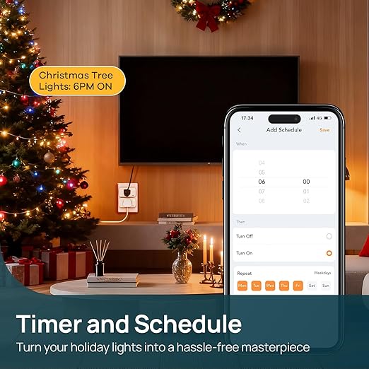 Linkind Matter Smart Plug with LED Night Light, Work with Alexa, Apple Home, Google, Smart Outlet 15A/1800W, Dusk to Dawn, Plug in Wall, Timer&Schedule, ETL&FCC Certified, 2.4GHz Wi-Fi Only, 4 Pack