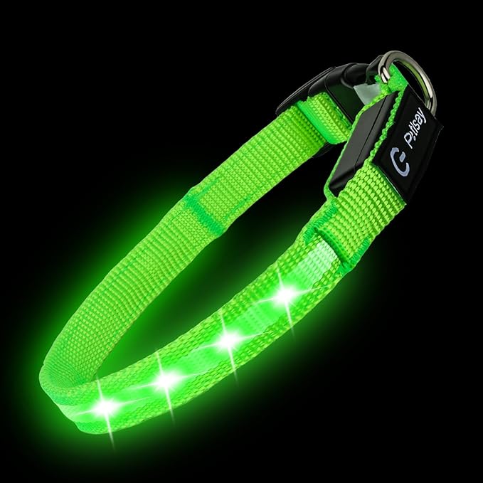 LED Dog Collar for Small Dogs Cats - Fully Waterproof & Adjustable Glow Collar - USB-C Rechargeable for Night Walking, Safety - Flashing Lighted Collar for Dogs(Green,S)
