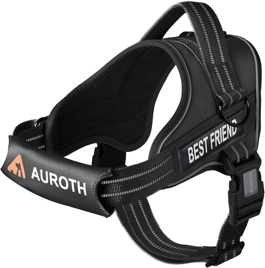 AUROTH Dog Harness No Pull Soft Padded Service Dog Vest, No Choke, Easy On Pet Vest with Handle, Adjustable Reflective Dog Harness for Small, Medium and Large Dogs, Easy Walking and Training