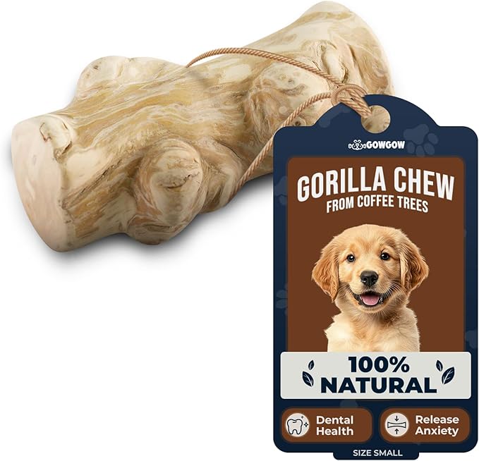 Real Gorilla Chew Toys - Coffee Wooden Toys for Small Dog Over 18lbs - 100% Natural Dog Toys - Teeth Cleaning, Reduce Anxiety in Puppy Dogs - Mental Stimulation