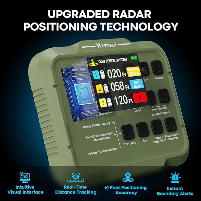 2025 Upgraded Wireless Dog Fence, No-Wire Electric Pet Containment System High-Precision Boundary Control, Up to 5.6 Acres, Waterproof & Rechargeable Collar, Safe Training for 1–3 Dogs