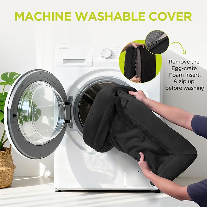 Orthopedic Dog Bed for Extra Large Dogs, XXL Waterproof Egg Crate Memory Foam Pet Bed Bolsters with Removable Washable Cover & Non-Slip Bottom, Tennis Ball Toy, 45x35