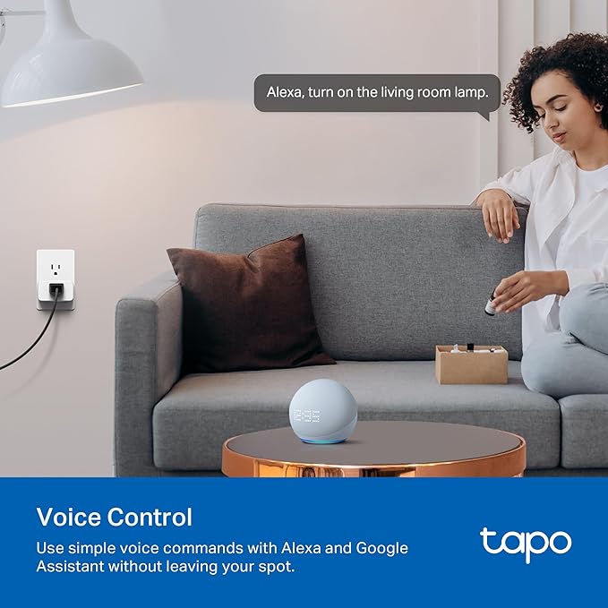 TP-Link 𝗧𝗮𝗽𝗼 Smart Plug Wi-Fi Mini, Energy Monitoring, Compatible with Alexa & Google Home & Samsung SmartThings, Timer, 15A/1800W Max, ETL Certified, 2.4G Wi-Fi Only, Tapo P115(2-Pack)