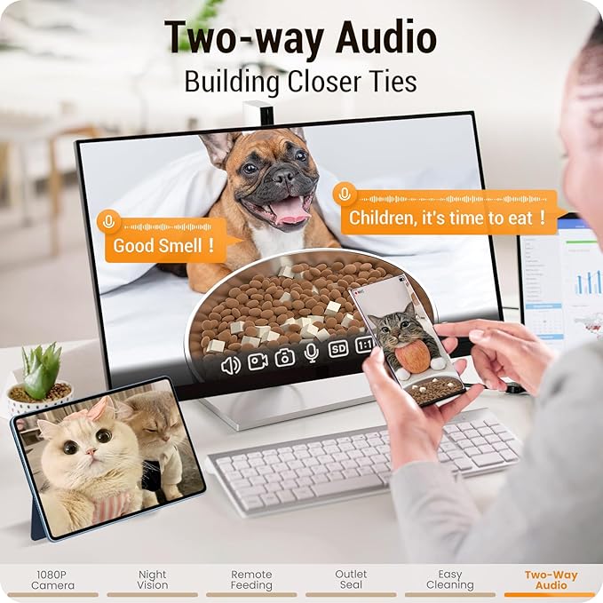 5L Automatic Cat Feeder with 2K HD Camera: 5G WiFi Automatic Dog Feeder with Night Vision,Cat Food Dispenser with Freshness for Multiple Pets,Detachable for Easy Clean-21 Cup (Sealed Outlet)