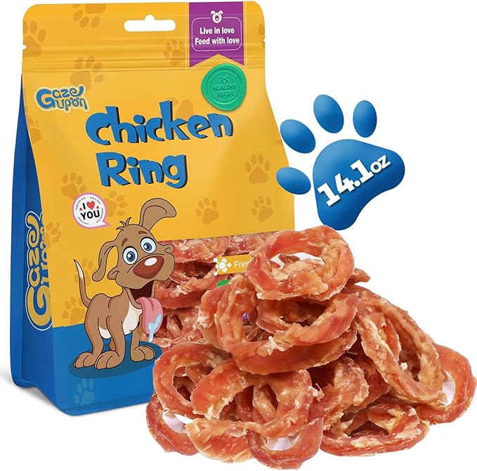 gazeupon Dog Treats Chicken Jerky Rings, Natural Chicken Breast, Healthy Training Rewards for Dogs w/Glucosamine Chondroitin