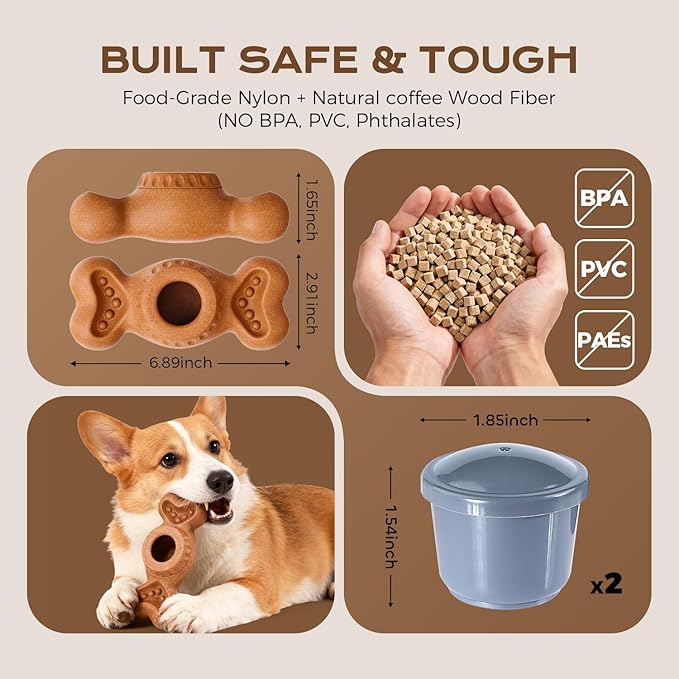 Freeze Bone for Dogs - Frozen Treat Chew Dog Toy for Aggressive Chewers to Keep Them Busy, Ice Cream Holder Freezebone with Mold Cups, Fillable Cognitive Licking Toy