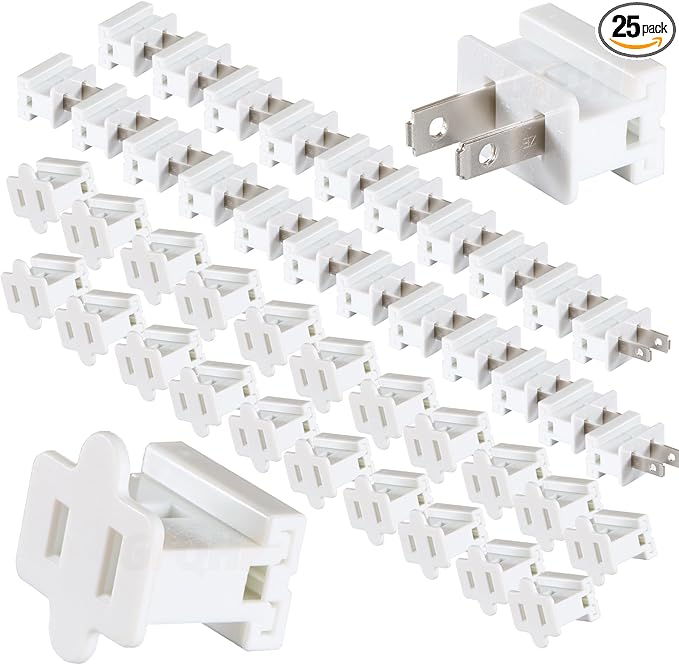 Electric Plugs - 26PCS Male and Female Vampire Plug - SPT-2 White for Christmas Light Strings & Lamps and DIY Projects