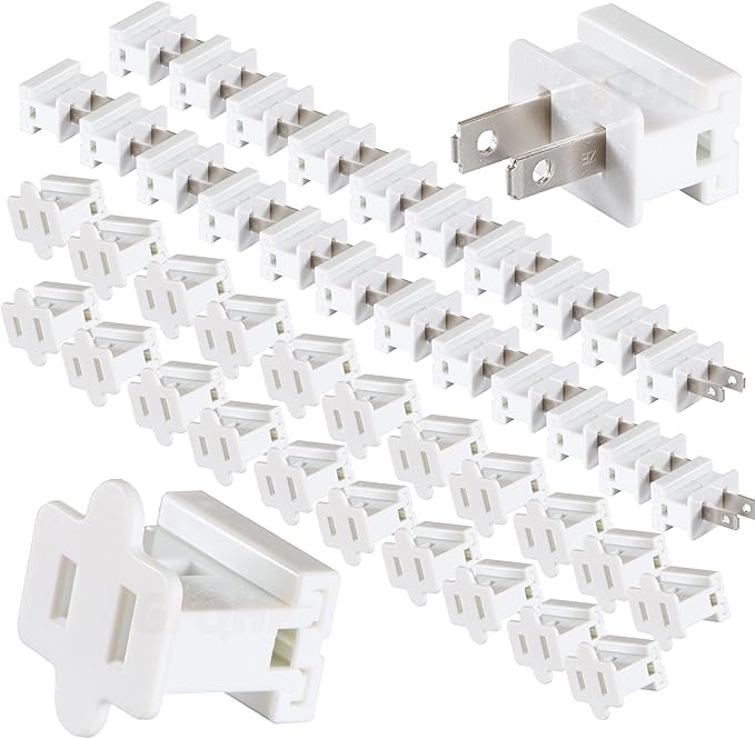 Electric Plugs - 26PCS Male and Female Vampire Plug - SPT-1 White for Christmas Light Strings & Lamps and DIY Projects