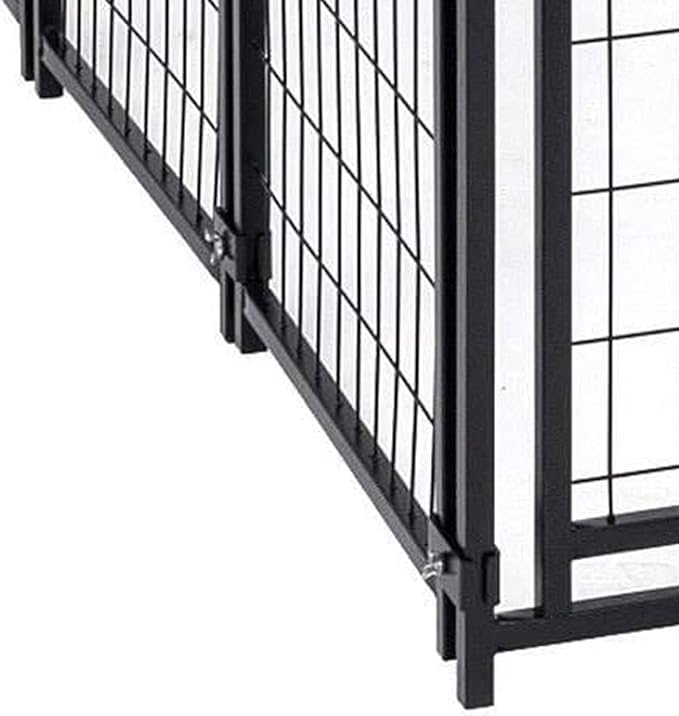 Lucky Dog Large Outdoor Dog Kennel Playpen Crate with Heavy Duty Welded Wire Frame and Waterproof Canopy Cover, Black, (2 Pack)