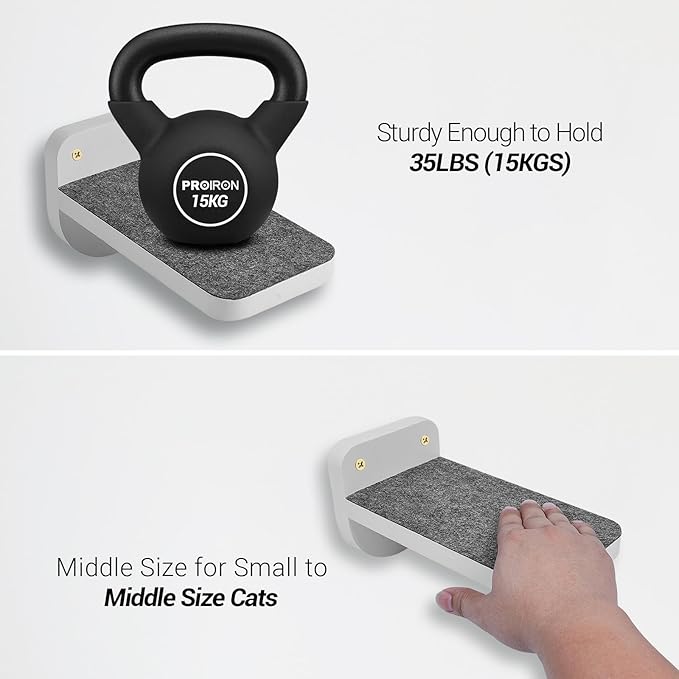 ESPETS Set of 3 Natural Wood Cat Steps for Wall - Wall Mounted Cat Shelves & Perches, Indoor Kitty Climbing Stairs & Ladder - Holds up 30lbs