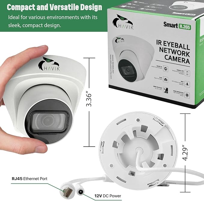 HAVIK 4MP Dome IP Security Camera POE Eyeball CCTV Camera | IR IP POE Dome Camera for Home and Business Surveillance
