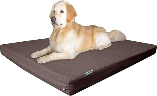 Dogbed4less Orthopedic Waterproof Heavy Duty Gel Memory Foam Dog Bed for Large pet, Denim in Brown, Jumbo 55"X47"X4"
