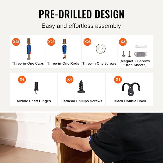 VEVOR Cat Litter Box Enclosure, Hidden Litter Box Furniture, Wooden Cat Washroom Indoor with 2 Doors & Sturdy Metal Legs, Cat House Cabinet Hidden Fit Most Litter Box, 31.5"L x 20"W x 22"H, Brown