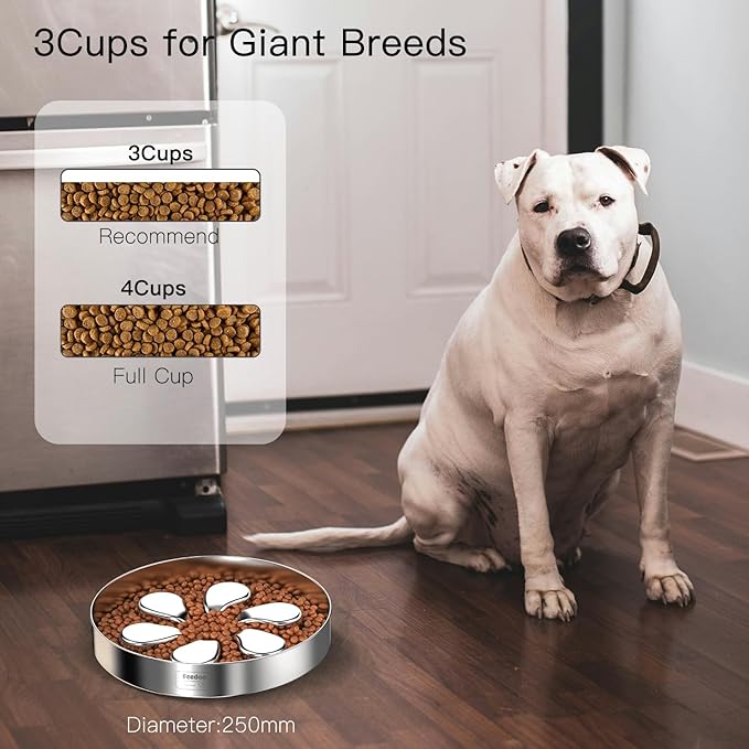 Slow Feeder Dog Bowl-3Cups for Large Breeds, Food Grade 304 Stainless Steel Dog Bowls with Non-Slip Base, Maze Pet Dish to Slow Down Eating, Dishwasher-Safe