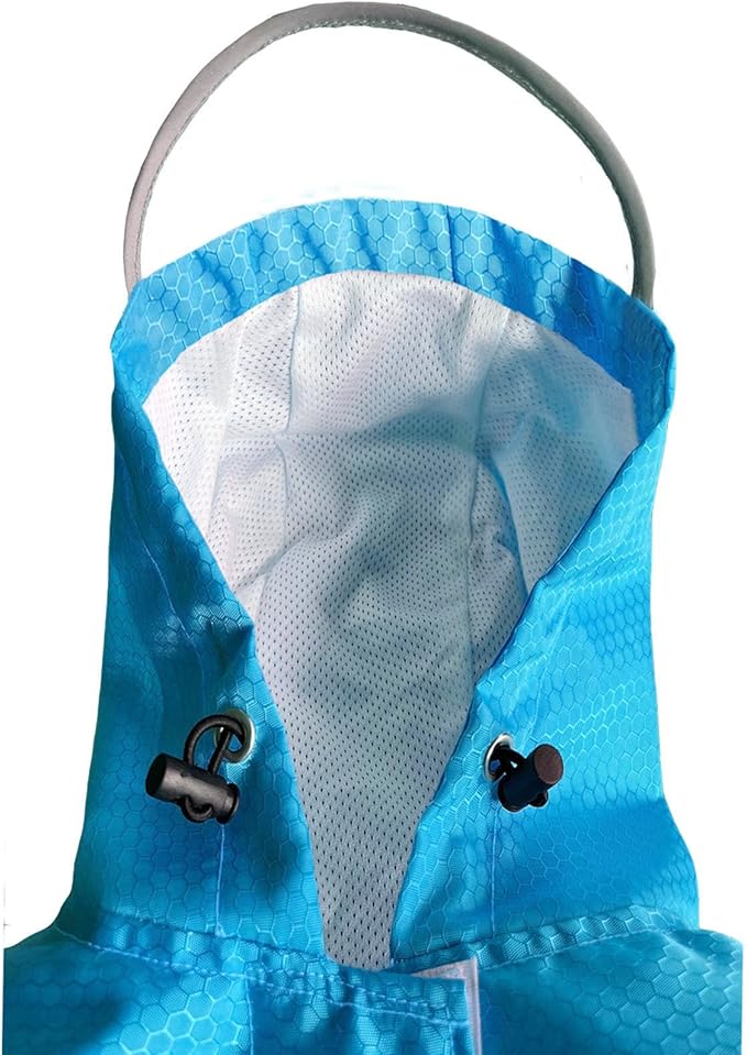 Dog Raincoat Waterproof Reflective Slicker - Lightweight Breathable Hooded Poncho Rain Coat Jacket with Adjustable Belly Strap and Leash Hole for Small Medium Large Dogs (X-Large, Blue)