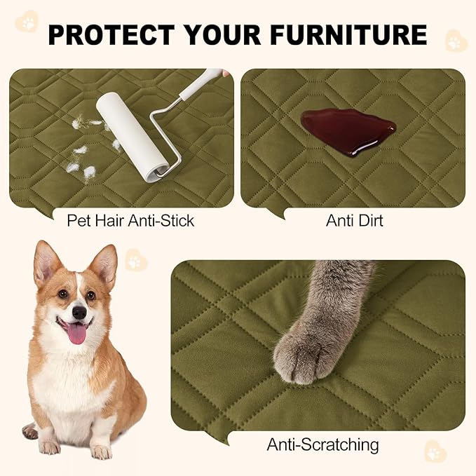 Smiry Waterproof Dog Blanket, 40x50 Inch Soft Pet Bed Cover Reversible, Washable Sofa Couch Furniture Protector for Small Medium Large Dog Puppy Cat, Geometric, Green/Navy