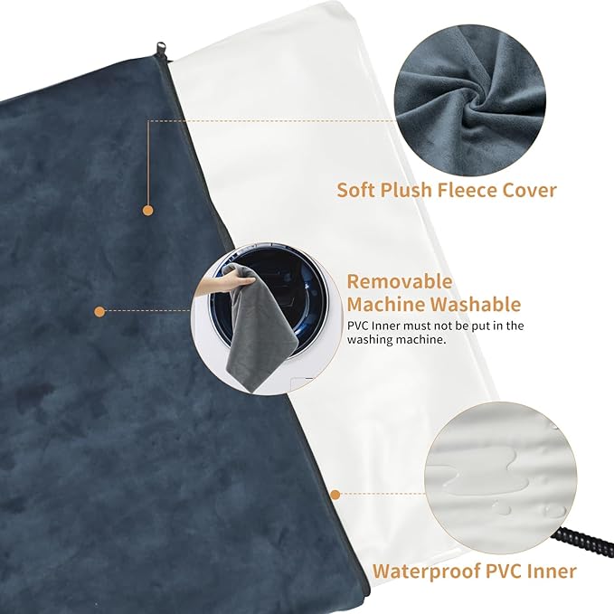 Pet Heating Pad for Cats and Dogs - Electric Warming Mat with Timer & Temperature Setting, Waterproof Cover, Auto Shut-Off - Safe Indoor Bed Warmer, 20 x 16 Inch