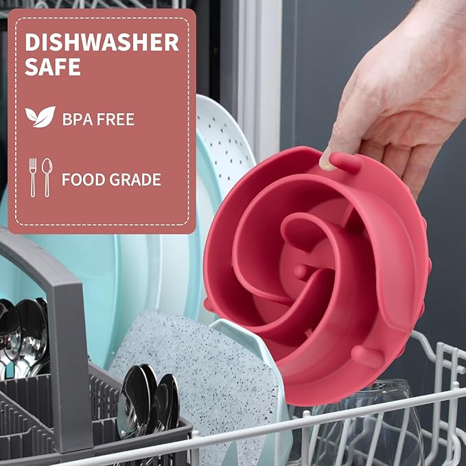 Slow Feeder Dog Bowls Insert, Animire Soft Silicone Slow Eating Dog Food Bowl for Small, Medium and Large Dogs, Compatible with Regular and Elevated Bowls