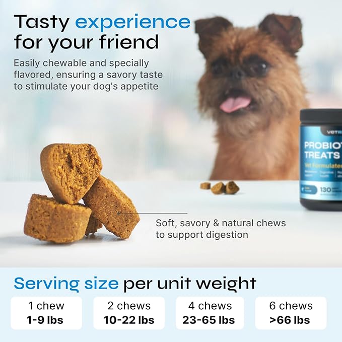 Probiotics for Dogs - Dog Probiotic Chews for Digestive and Gut Health, Dental, Immune System Support - Chewable Prebiotic Soft Treats - Wild Yam, Yeast Powder - Diarrhea and Bowel Support Supplement