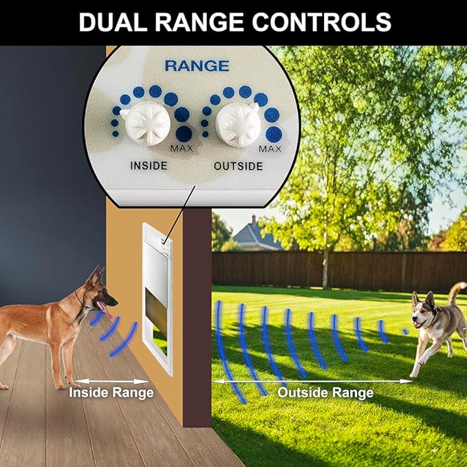 New, Improved Power PET Automatic WiFi Dog Door by High Tech Pet, Operated by Ultrasonic Pet Collar, App Controlled, Air Tight with Secure Auto Dead Bolt Lock and 24-7 Entry & Exit Timers - Large
