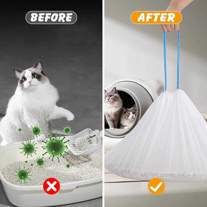 120 Pack Cat Litter Bags Compatible with Litter Robot 3 & 4, Self Cleaning Automatic Litters Box Liners, 25.2 x 15.7 inch (10-12 Gallons)