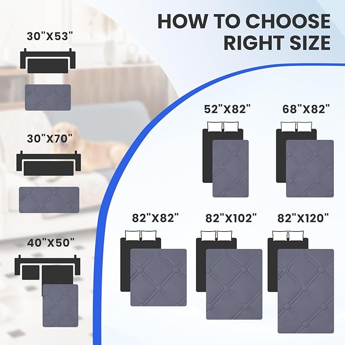 Waterproof Dog Bed Cover Pet Blanket, Soft Couch Cover for Dogs Washable, Non-Slip Dog Blanket Protect Furniture Couch Sofa Car for Puppy Large Dogs Cat (30x70 Inch, Grey Blue)