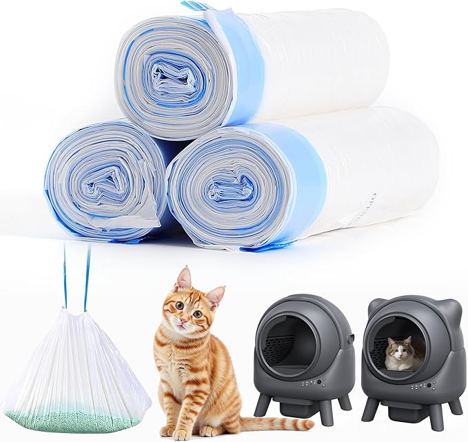 Replaced Trash Bags-3 Rolls, 60 Packs FEELNEEDY Cat Litter Box Waste Bag for S20-A Automatic Self-Cleaning Cat Litter Box