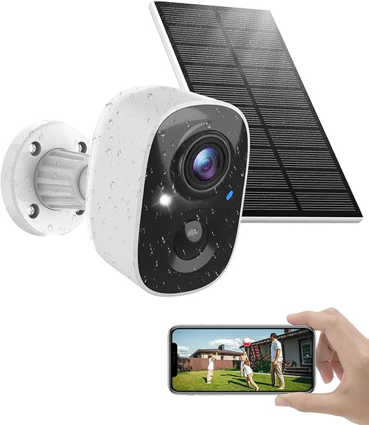 Solar Camera Outdoor Wireless, 2.4GHz Wi-Fi Security Camera with AI Motion Detection, Cameras for Home Security with 2K Color Night Vision, Two-Way Talk, IP66 Weatherproof, Cloud/SD Storage