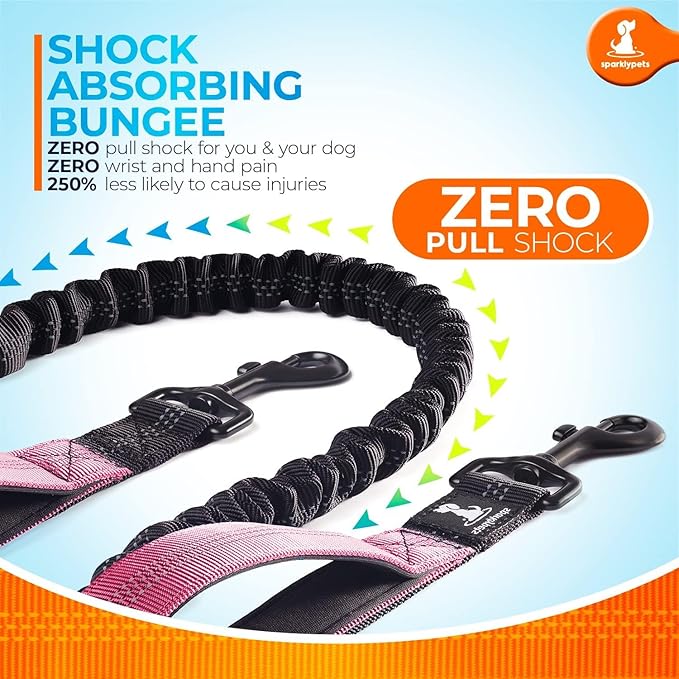 SparklyPets - Hands Free Dog Leash with Reflective Stitches - Waist Leash for Female Dog Walking, Hiking, Training, Jogging, Canicross, Running - Medium & Large Dogs, Gradient Pink