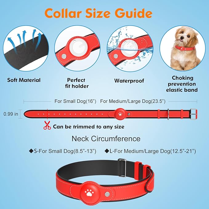 2-in-1 GPS Tracker for Dogs&Cats: Smart Collar with Real-Time Location, No Monthly Fee, Unlimited Range (iOS Only) GPS Tracker Dog Collar- Ideal for Small, Medium Large Dogs(Tracker Included)