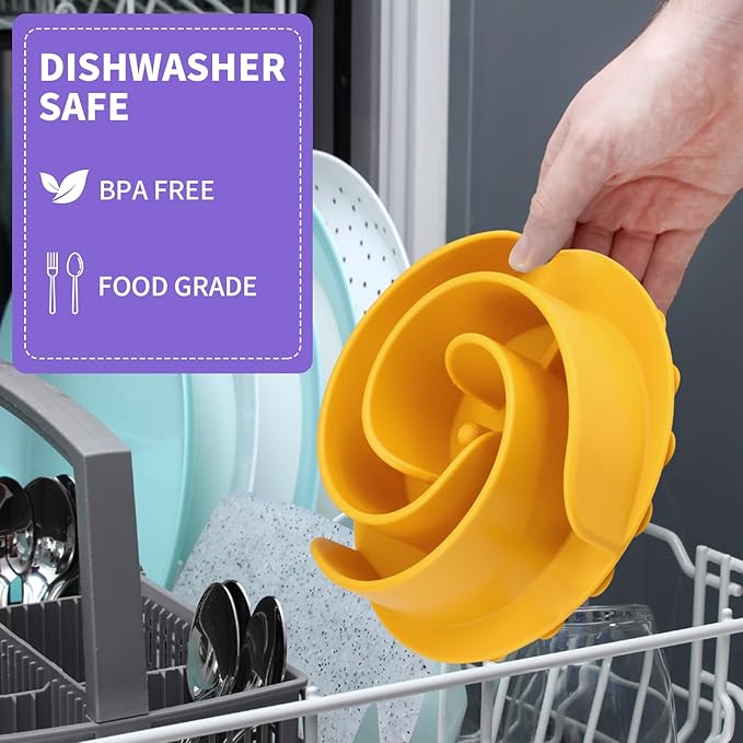 Slow Feeder Dog Bowls Insert, Animire Soft Silicone Slow Eating Dog Food Bowl for Small, Medium and Large Dogs, Compatible with Regular and Elevated Bowls