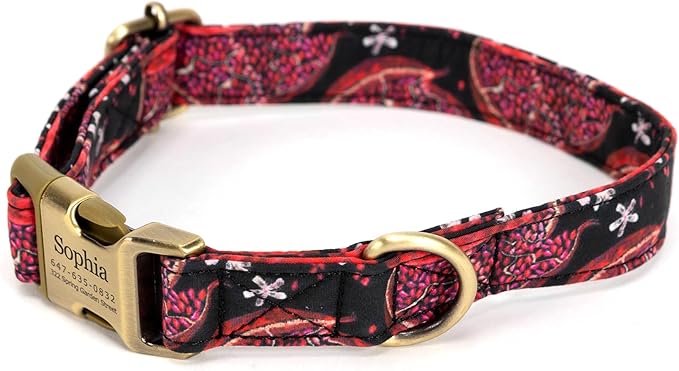 Personalized Dog Collar with Name and Phone Number Engraved,Adjustable Custom Puppy Collar,Organic Cotton Pet Collar for Small Medium Large Boy Girl Dogs