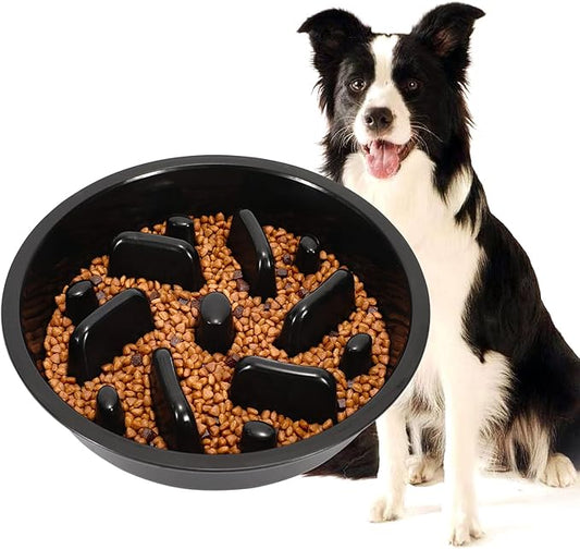 JASGOOD Large Dog Feeder Slow Eating Pet Bowl for Raised Pet Feeders Preventing Choking Food Water Bowl Elevated Diners Replacement Bowl (Black,Large,Fit Opening 8.9"-9.25")