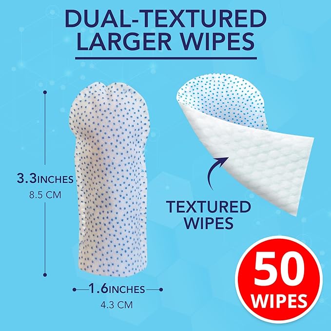 NOVEHA 50PCs Pets Dental Finger Wipes for Dogs & Cats | Freshens Breath, Reduces Plaque | Healthier Gums | Clean Teeth No Toothbrush | Vet Recommended Effective Natural Oral Care | Mint Flavor