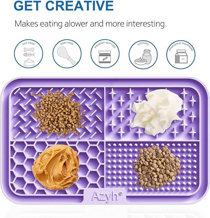 Licking Mat for Dogs & Cats 2 Pack, Slow Feeder Lick Pat for Large Dogs and Puppies, Anxiety Relief Dog Toys Feeding Mat for Butter Yogurt Peanut, Pets Bathing Grooming Training Mat (9.9'' × 6'')
