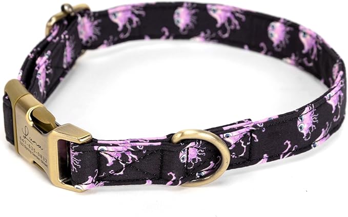 Personalized Dog Collar with Name and Phone Number Engraved,Adjustable Custom Puppy Collar,Organic Cotton Pet Collar for Small Medium Large Boy Girl Dogs