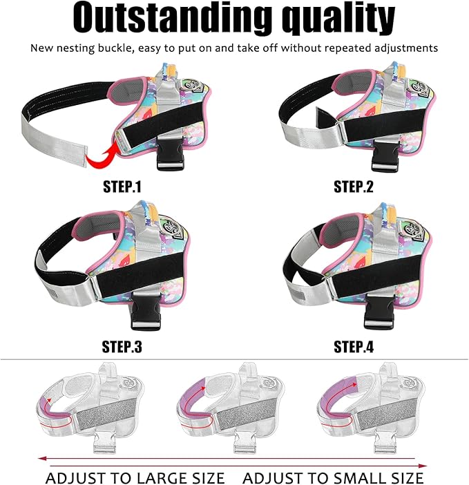 Bolux Dog Harness, No-Pull Reflective Dog Vest, Breathable Adjustable Pet Harness with Handle for Outdoor Walking - No More Pulling, Tugging or Choking (X-Small (Pack of 1), OilPainting)