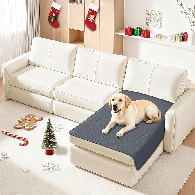 Waterproof Dog Blanket, Non-Slip Soft Pet Bed Cover, Couch Cover for Dogs Washable, Protects Sofa, Furniture, Crate, Car, Tear Resistant Leakproof Pet Blanket (40x50 Inch, Dark Grey)