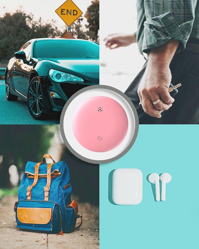 Android Compatible with Air Tags, Air Tracker Tag with Google Find My Device App, Bluetooth Tracker for Android Phones, Dog GPS & Cat Tracker, Smart Tracking Tag for Keys, Suitcase (Pink, ONE)