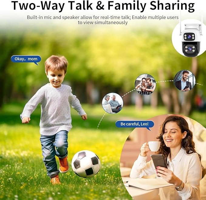 VSTARCAM Dual-Lens Security Cameras Wireless Outdoor, Pan/Tilt 360° View, 2.4GHz WiFi Outside Camera with Color Night Vision, 2-Way Audio, Motion Tracking, Siren, IP66 Weatherproof, Cloud & SD Storage