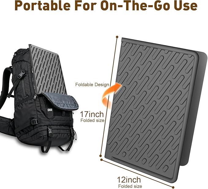 Cat Litter Mat with Grooves & Raised Edge, Urineproof/Waterproof, Foldable, Litter Scattering Control, Easy to Clean & Recycle (24 * 17in-Black-1 Pack)