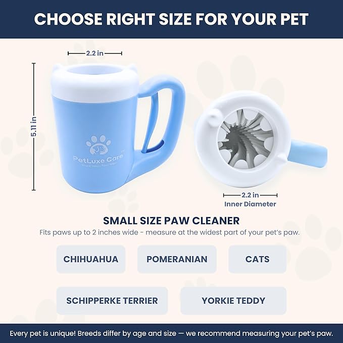 Dog Paw Washer Kit - Includes Paw Cleaner Cup, Towel, Pet Bath Brush & Moisturizing Balm - Dog Foot Washer for Muddy Paws, ideal for Small & Medium Dogs (Blue, Small)