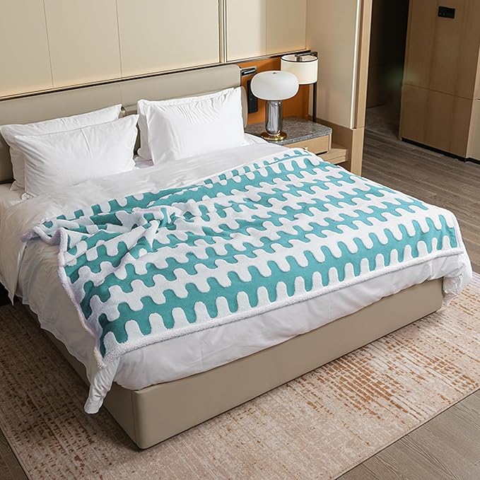 Waterproof Pet Blanket,Dog Bed Covers Couch Sofa Stylish Jacquard Pets Throw Blankets for Puppy Cats Washable Reversible Furniture Protection Covers (Blue Wave,XL)