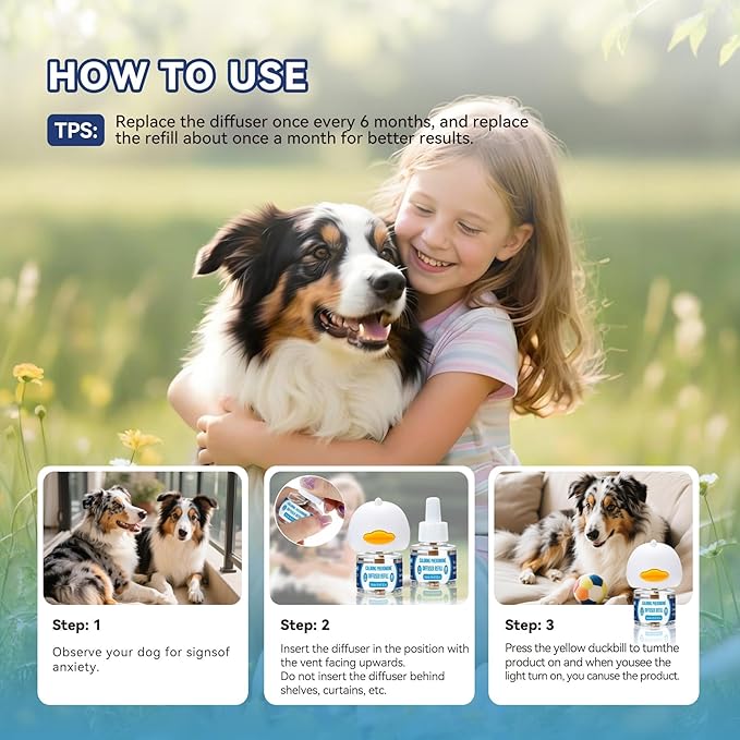 Dog Calming Pheromones Diffuser: 6-in-1 Kit Appeasing Pheromone Diffuser to Calm (2 Plugin+4x48ml Refills) for Comfort Reduces Stress Anxiety, Long-Lasting Appeasing Pheromone for Pet Dog Cat (6in1)