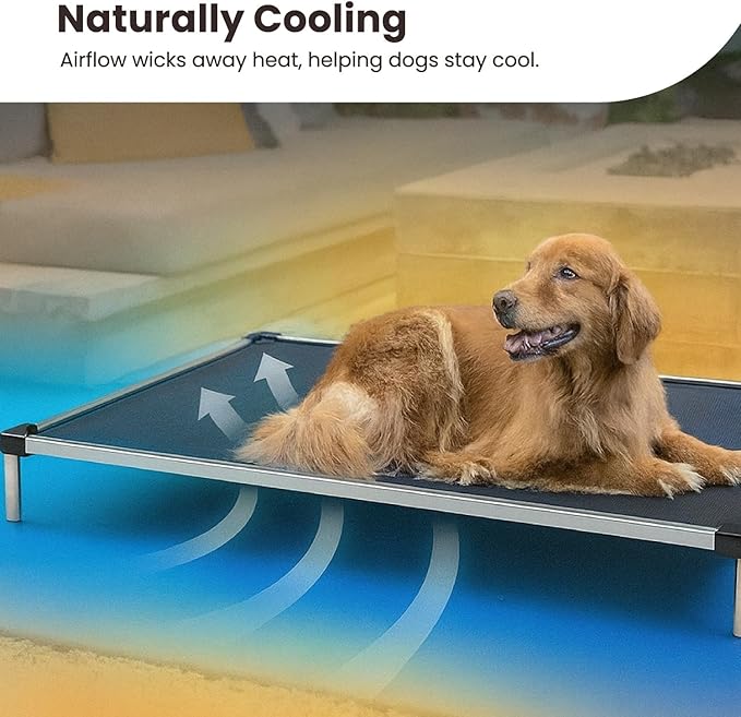 K9 Ballistics Chew Proof Elevated Cooling Outdoor Cot Bed for Small Dogs & Puppies - Virtually Indestructible, Preassembled, Withstands Aggressive Chewers - S, Ripstop Sandstone