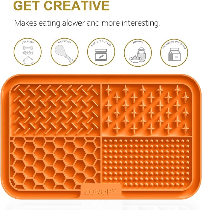 Licking Mat for Dogs & Cats with Suction Cups, 1 Pack Dog Slow Feeder Lick Pat for Anxiety Relief, Dog Toys Feeding Mat for Butter Yogurt Peanut, Pets Bathing Grooming Training Mat