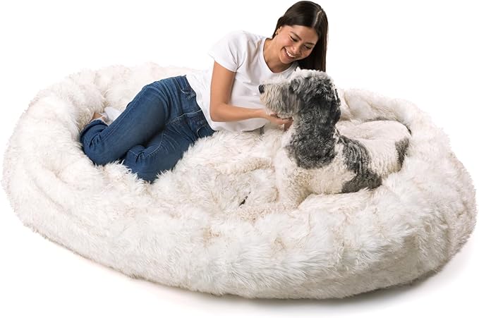 PupCloud, Human-Sized Dog Bed, Faux Fur Memory Foam, Waterproof and Machine Washable, Ultra-Soft Cover
