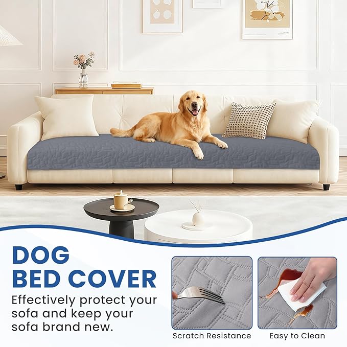 Waterproof Couch Covers for Pets, Waterproof Dog Bed Cover, Anti-Slip Soft Dog Blankets, Couch Cover for Dogs Washable, Pet Blanket for Puppy Large Dogs Cat (30x53 Inch, Light Grey)